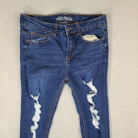 Wild Fable Skinny Women's Jeans Size 2‎ (27x26) Distressed Raw Hem Mid Rise - Picture 3 of 10